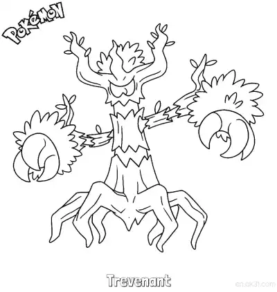 Free printable Trevenant Coloring Page - Free Printable Pokemon Coloring Sheets coloring page