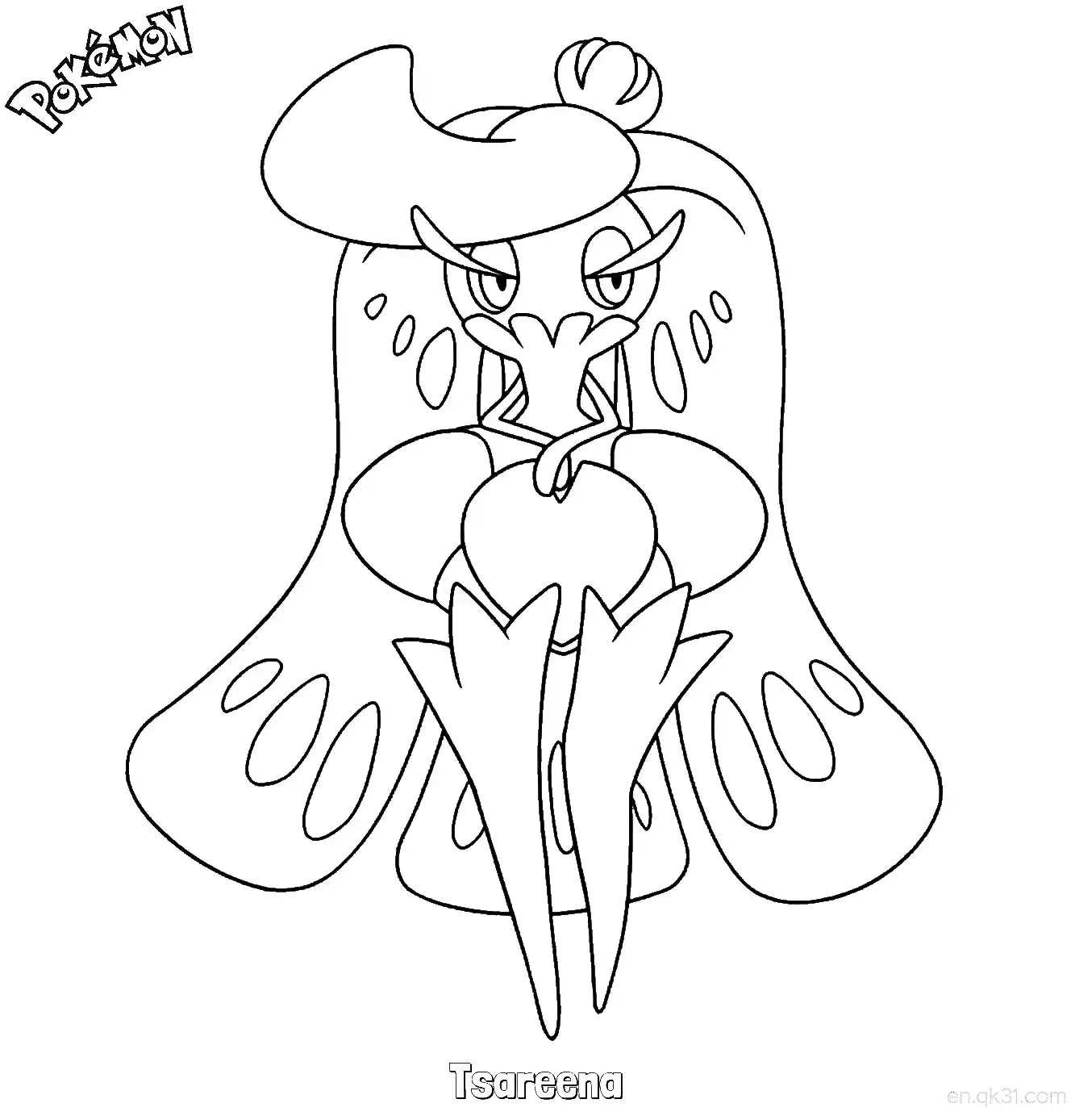 Tsareena Coloring Page - Free Printable Pokemon Coloring Sheets – Free Printable Coloring Page for Kids and Adults