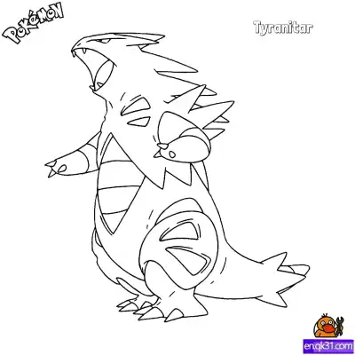Free printable Tyranitar Coloring Page - Free Printable Pokemon Coloring Sheets coloring page