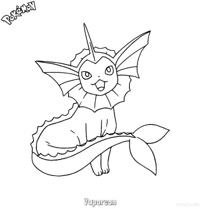 Free printable Vaporeon Coloring Page - Free Printable Pokemon Coloring Sheets coloring page