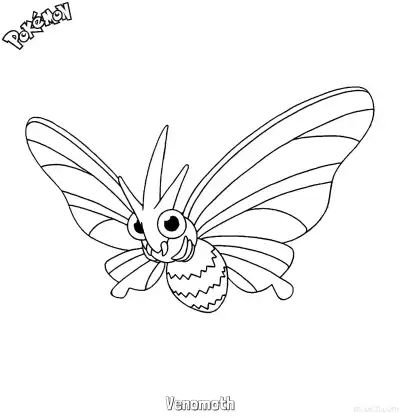 Free printable Venomoth Coloring Page - Free Printable Pokemon Coloring Sheets coloring page