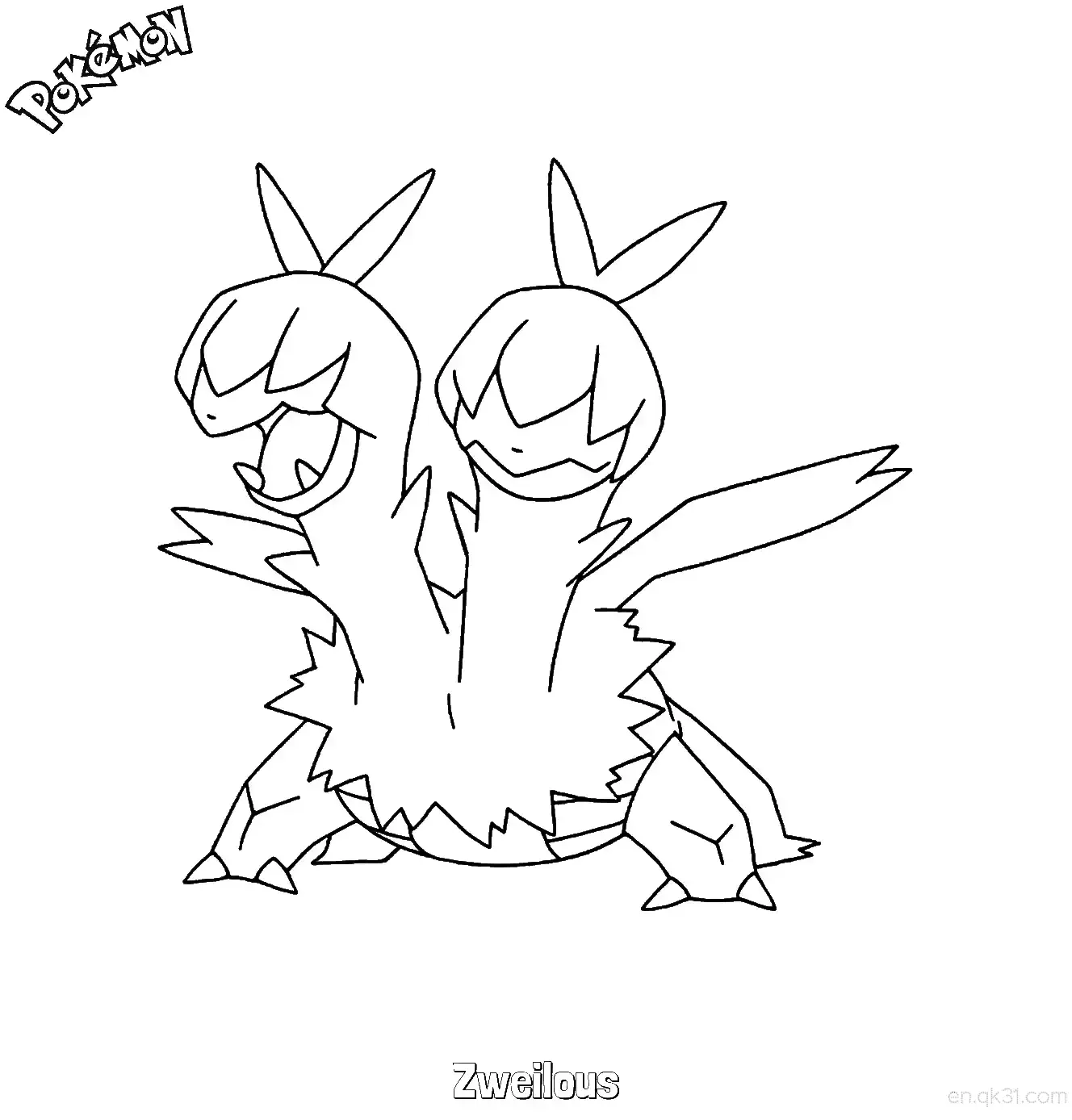 Zweilous Coloring Page - Free Printable Pokemon Coloring Sheets – Free Printable Coloring Page for Kids and Adults