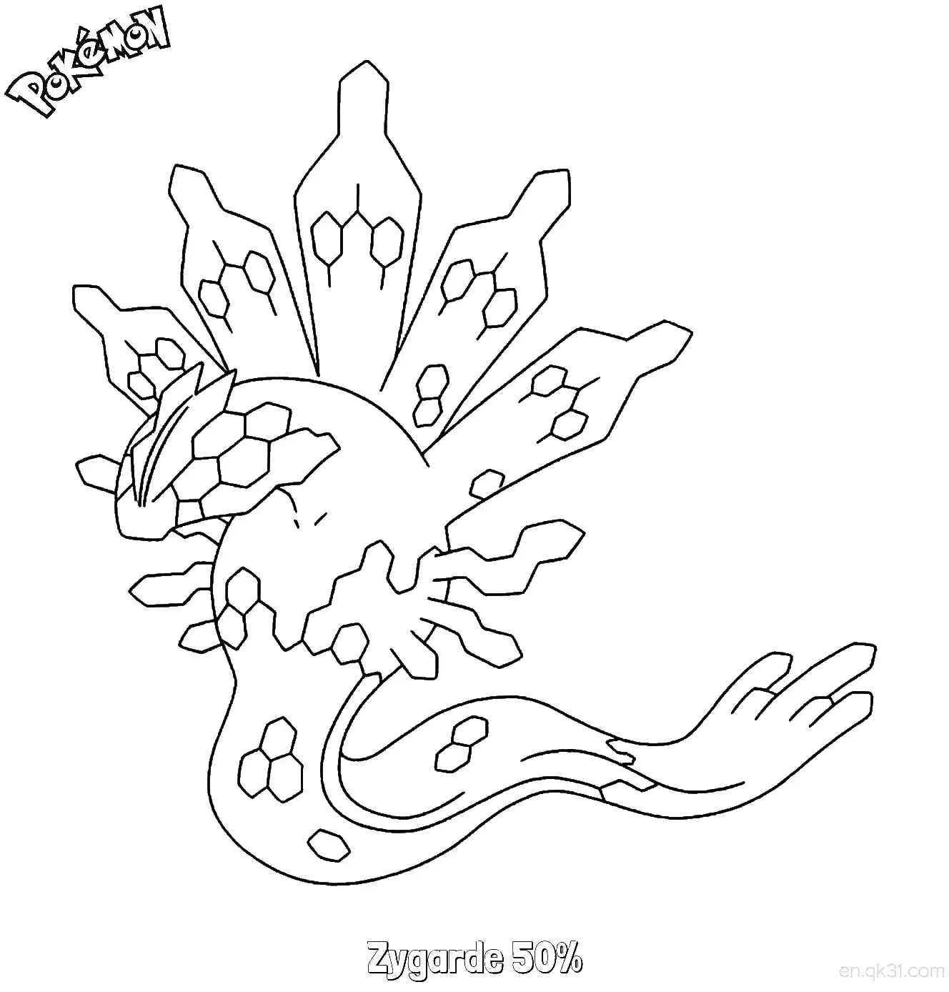 Zygarde 50% Coloring Page - Free Printable Pokemon Coloring Sheets – Free Printable Coloring Page for Kids and Adults