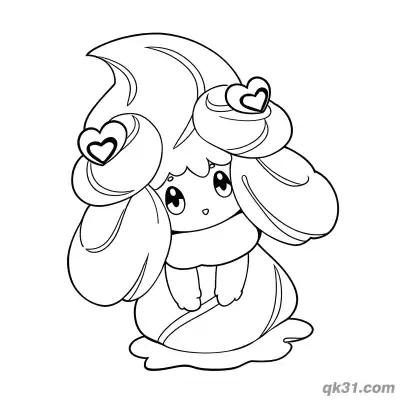 Free printable Alcremie Heart Topping Cute Sitting Coloring Page coloring page