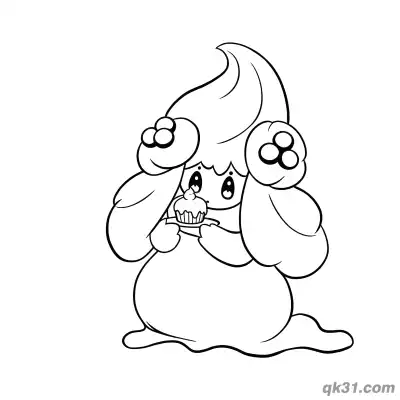 Free printable Alcremie Holding Cupcake Coloring Page coloring page