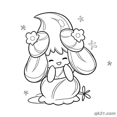 Free printable Alcremie Pokemon Flower Smiling Coloring Page coloring page