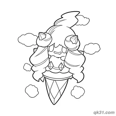Free printable Alcremie Pokemon Ice Cream Cone Coloring Page coloring page