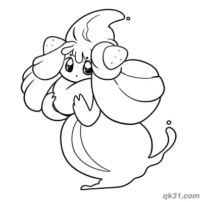 Free printable Alcremie Strawberry Style Shy Covering Face Coloring Page coloring page