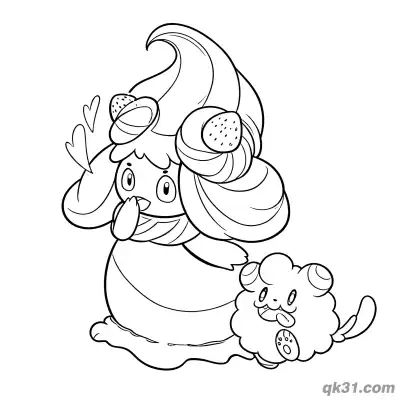 Free printable Alcremie Strawberry Style with Mini Alcremie Coloring Page coloring page