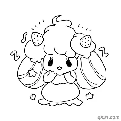 Free printable Cute Alcremie Strawberry Style Dancing Coloring Page coloring page