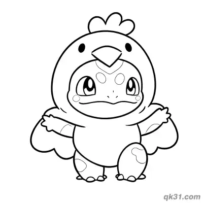Free printable Bulbasaur in Chicken Costume Coloring Page coloring page