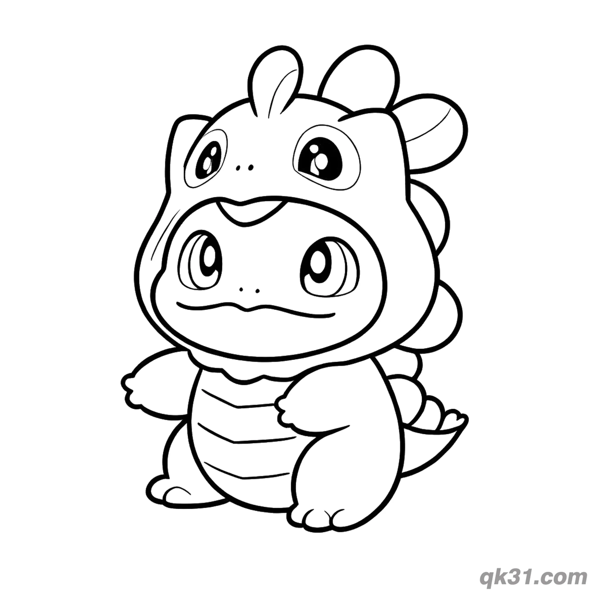 Bulbasaur in Dinosaur Costume Coloring Page – Free Printable Coloring Page for Kids and Adults