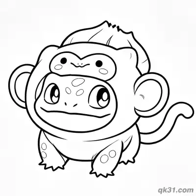 Free printable Bulbasaur in Monkey Costume Coloring Page coloring page
