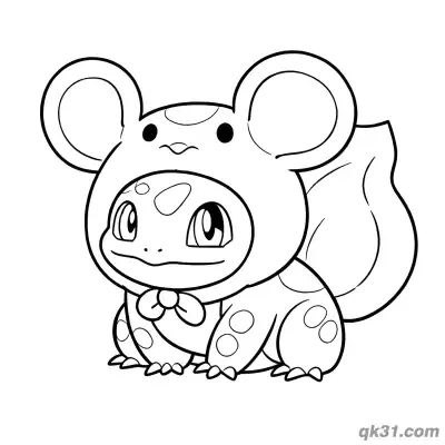 Free printable Bulbasaur in Mouse Costume Coloring Page coloring page