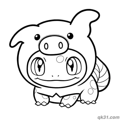Free printable Bulbasaur in Pig Costume Coloring Page coloring page