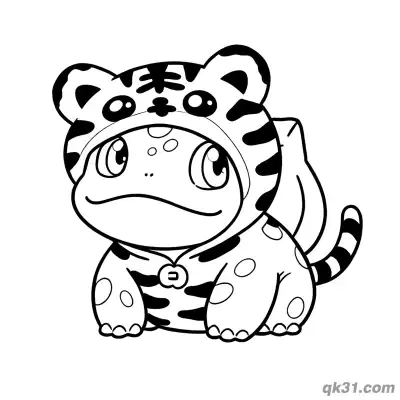 Free printable Bulbasaur in Tiger Costume Coloring Page coloring page