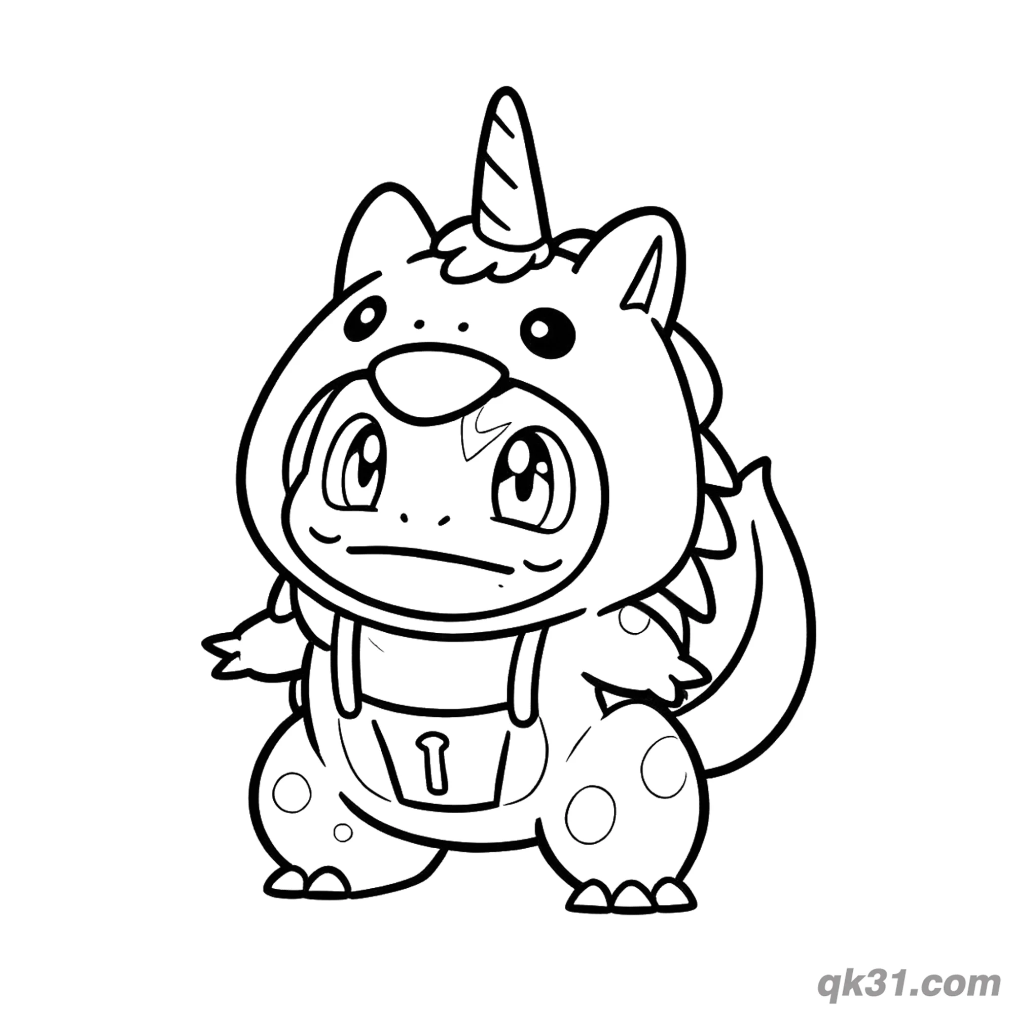 Bulbasaur in Unicorn Onesie Coloring Page – Free Printable Coloring Page for Kids and Adults