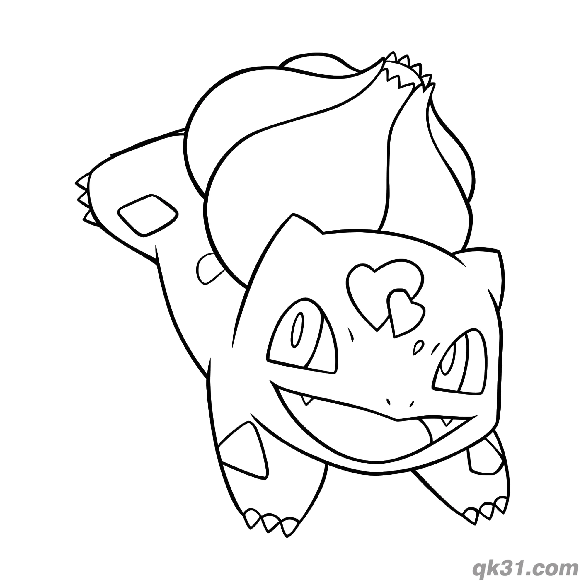 Bulbasaur with Heart Mark Coloring Page – Free Printable Coloring Page for Kids and Adults