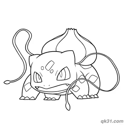 Free printable Charging Bulbasaur Coloring Page coloring page