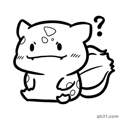 Free printable Confused Bulbasaur with Question Mark Coloring Page coloring page