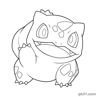 Free printable Happy Smiling Bulbasaur Coloring Page coloring page