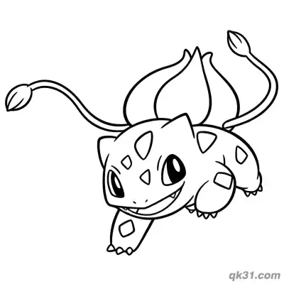 Free printable Running Bulbasaur Coloring Page coloring page