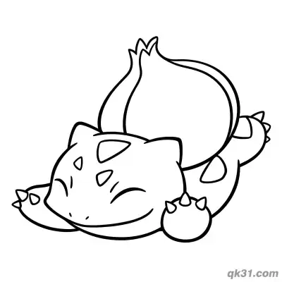 Free printable Sleepy Bulbasaur Taking a Nap Coloring Page coloring page