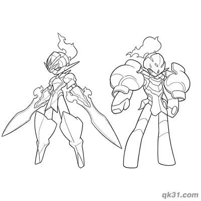 Free printable Ceruledge and Armarouge Duo Pose Coloring Page coloring page