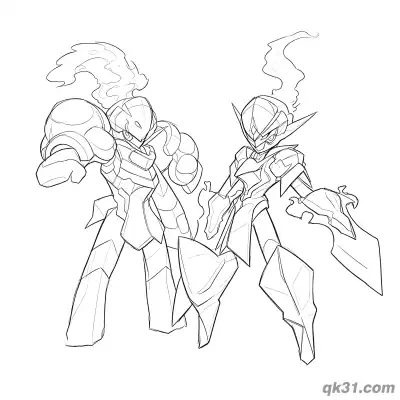 Free printable Ceruledge and Armarouge Side by Side Coloring Page coloring page