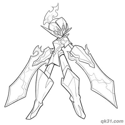 Free printable Ceruledge Dual Blades Cross Pose Coloring Page coloring page