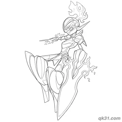 Free printable Ceruledge Fire Sword Attack Pose Coloring Page coloring page