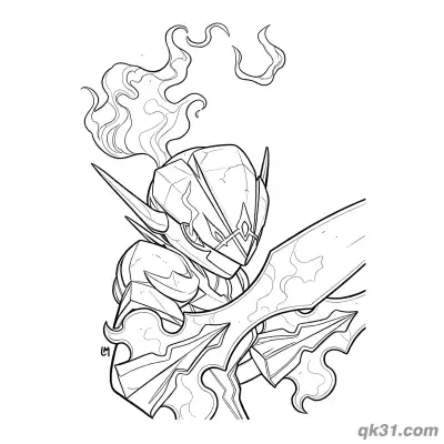 Free printable Ceruledge Holding Sword Close Up Coloring Page coloring page