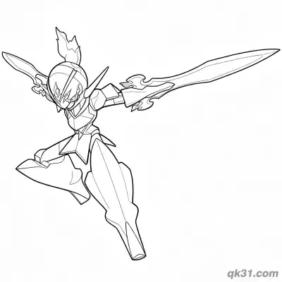 Free printable Ceruledge Pokemon Jumping Attack Coloring Page coloring page