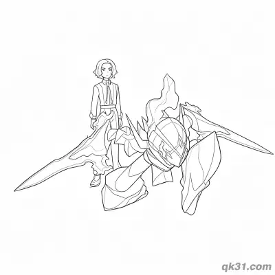 Free printable Ceruledge Pokemon with Trainer Coloring Page coloring page