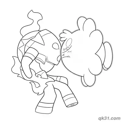 Free printable Charcadet Colliding with Round Ball Coloring Page coloring page