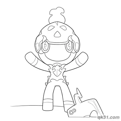 Free printable Charcadet Discovering Pokémon Catcher Coloring Page coloring page