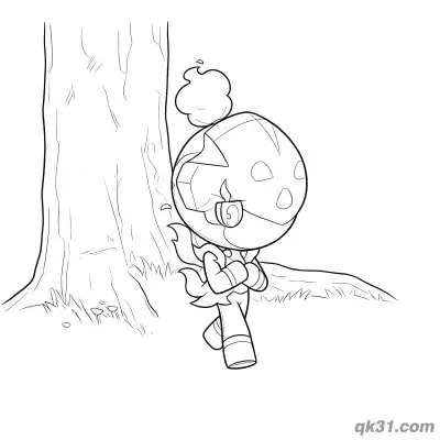 Free printable Charcadet Next to Big Tree Coloring Page coloring page