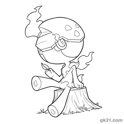 Free printable Charcadet Sitting on Tree Stump Coloring Page coloring page