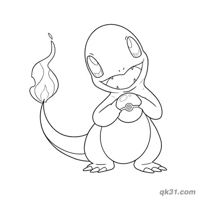 Free printable Charmander Holding Pokeball Pokémon Card Coloring Pages coloring page