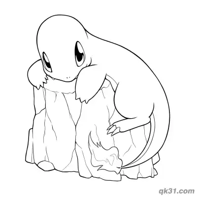 Free printable Charmander Resting on Rock Pokémon Coloring Pages coloring page