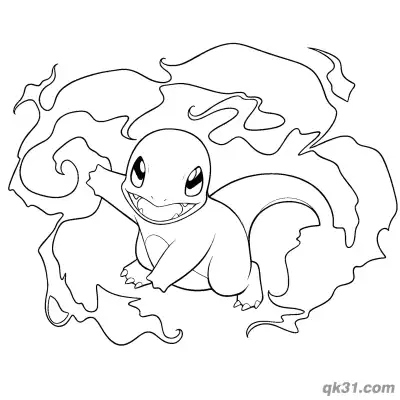 Free printable Charmander Surrounded by Fire Free Printable Coloring Pages coloring page