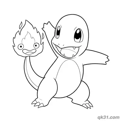 Free printable Charmander with Fire Creature Pokémon Coloring Pages coloring page