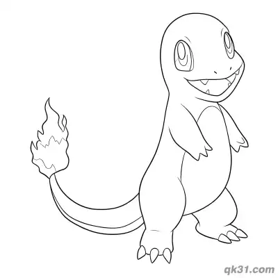 Free printable Confident Smiling Charmander Printable Coloring Pages coloring page
