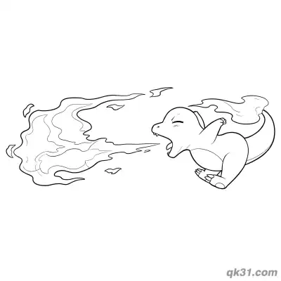 Free printable Cute Fire Breathing Charmander Printable Coloring Pages coloring page