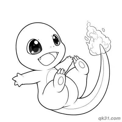 Free printable Playful Lying Down Charmander Pokémon Coloring Pages coloring page