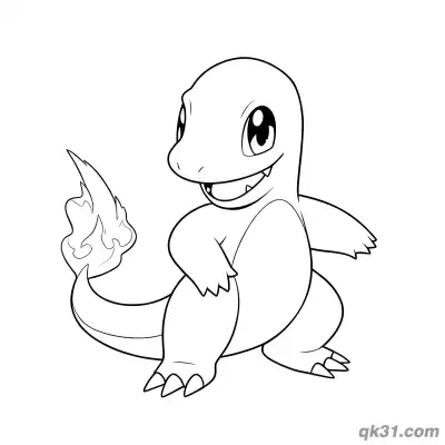 Free printable Walking Side View Charmander Free Coloring Pages coloring page