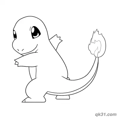 Free printable Walking Side View Charmander Pokémon Coloring Pages coloring page