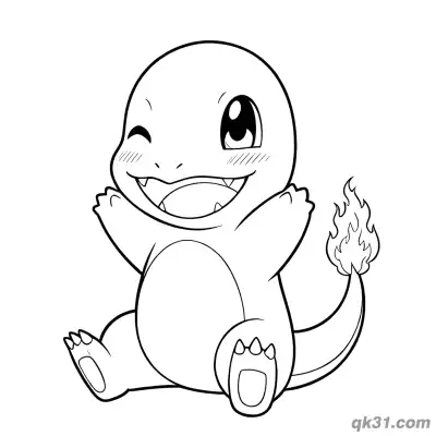 Free printable Winking Smiling Charmander Printable Coloring Pages coloring page