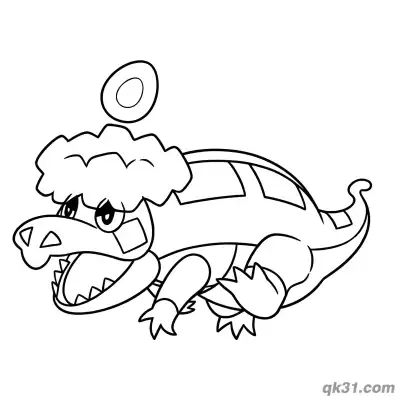 Free printable Crocalor Crouching with Egg Coloring Page coloring page