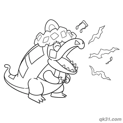 Free printable Crocalor Eyes Closed Breathing Fire Coloring Page coloring page